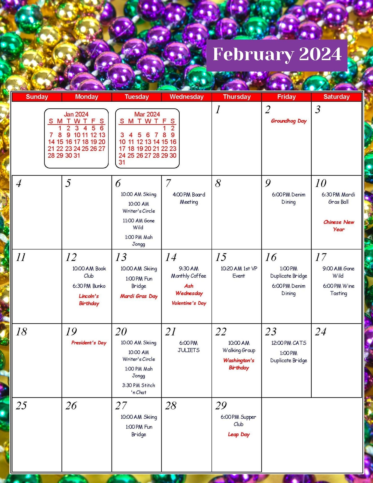 Calendar Club of the Greater Park City Area